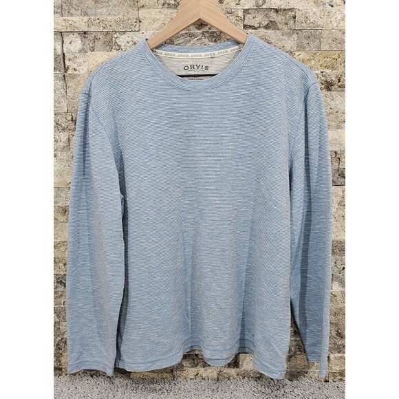 Orvis Mens Pullover Crewneck Shirt Long Sleeve Outdoor Casual Normcore Blue Sz M - Picture 1 of 13